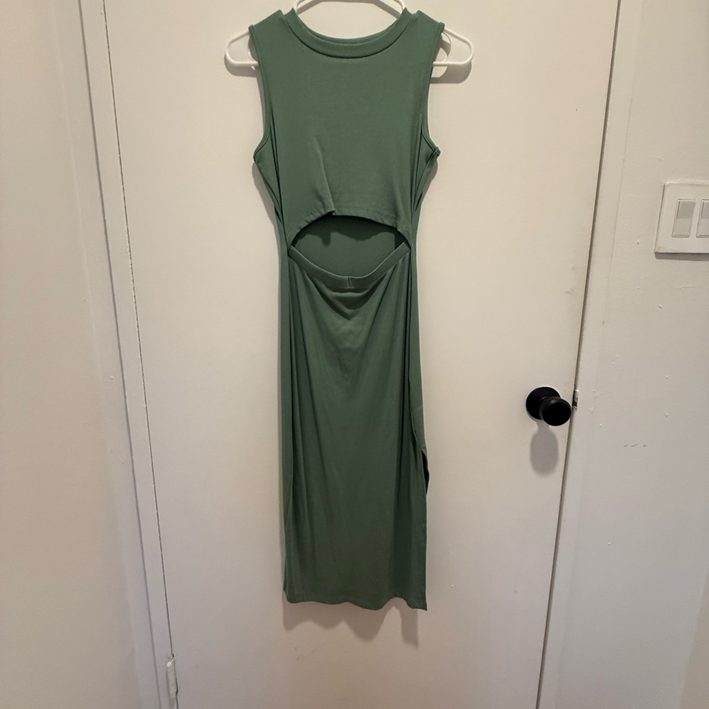 Green cut out midi dress